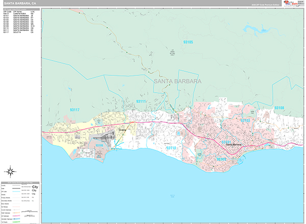 Santa Barbara Wall Map
